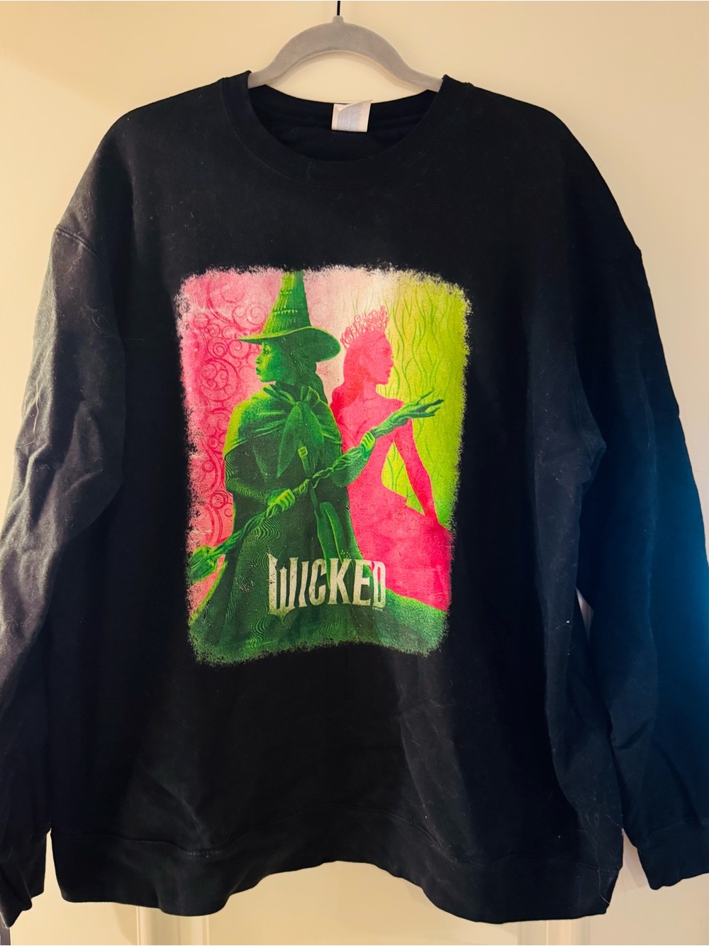Black Wicked Graphic Crew Sweatshirt with Elphaba & Glinda